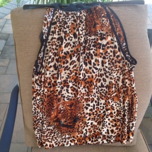 NWT LEOPARD OFF SHOULDER Brown BLOUSE Romantic L - Picture 4 of 4